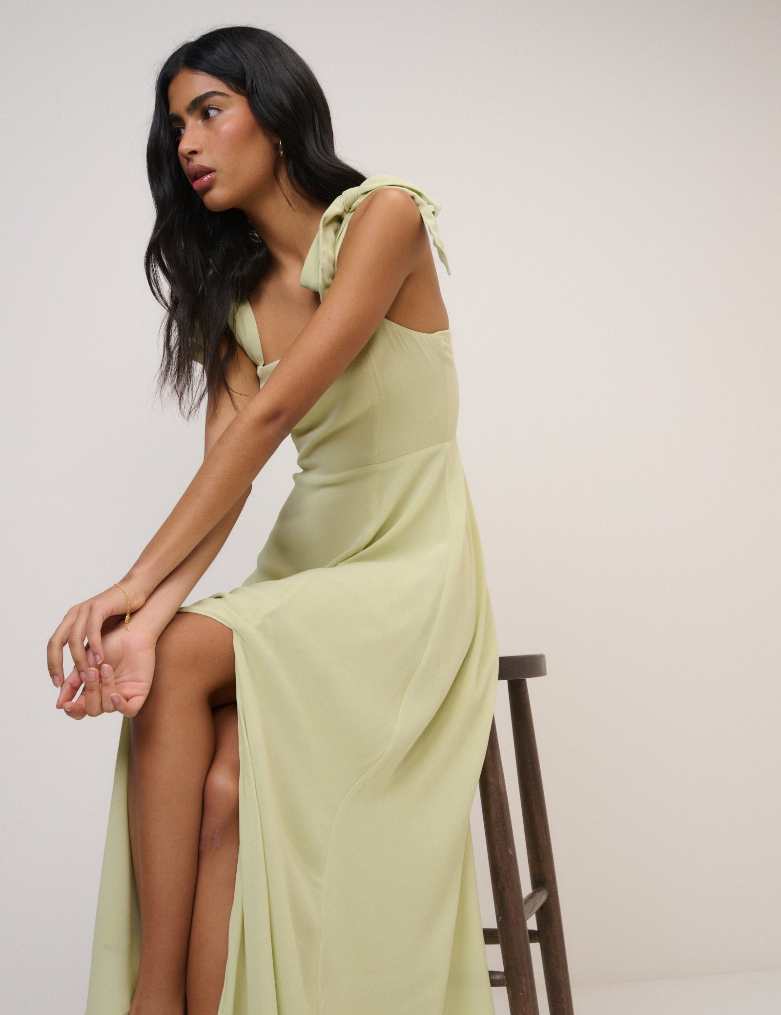 san sloane green dress Sesame One-Shoulder Sleeveless Midaxi 080626launch